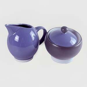 VTG Pfaltzgraff Creamer And Sugar With Lid Blue Grey Set 3 Pieces Set